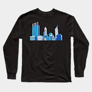 Blue Perth Skyline Long Sleeve T-Shirt